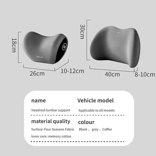 NeckEase™ Car Memory Foam Neck Pillow Protection Lumbar Backrest Cushion Lumbar Cushion Car Headrest Cushion