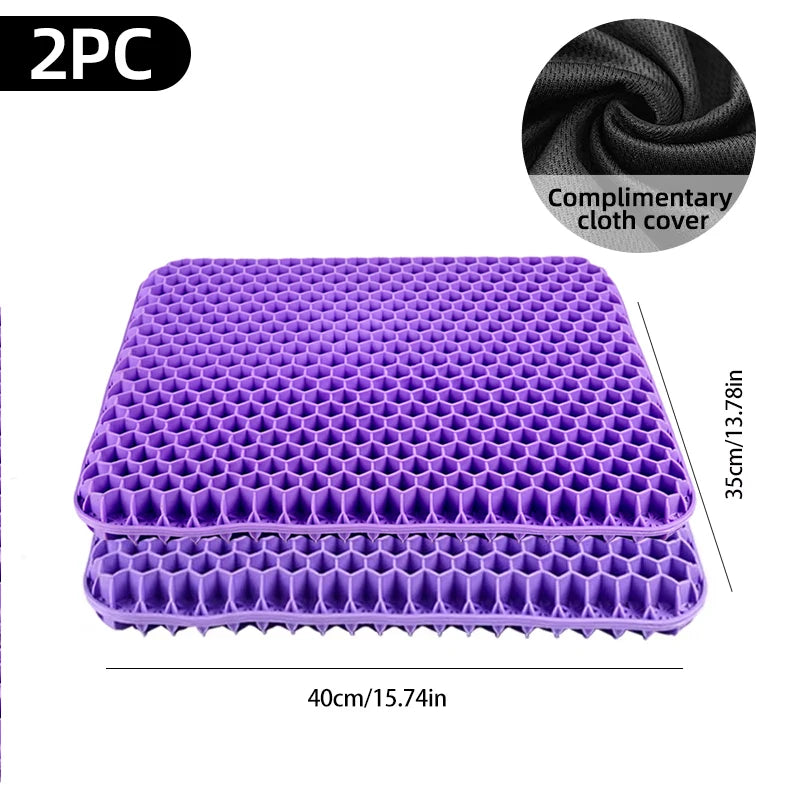CoolGelComfortSeat™ Gel Seat Cushion Summer Breathable Honeycomb Design For Pressure Relief Back Tailbone Pain - Home Office Wheelchair Chair Cars