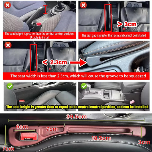 DropStop™ 1 Pair Universal Car Seat Gap Plug Strip Side Seam Car Gap Filler Leak Proof Seat Gap Storage Organizer Interior Decoration