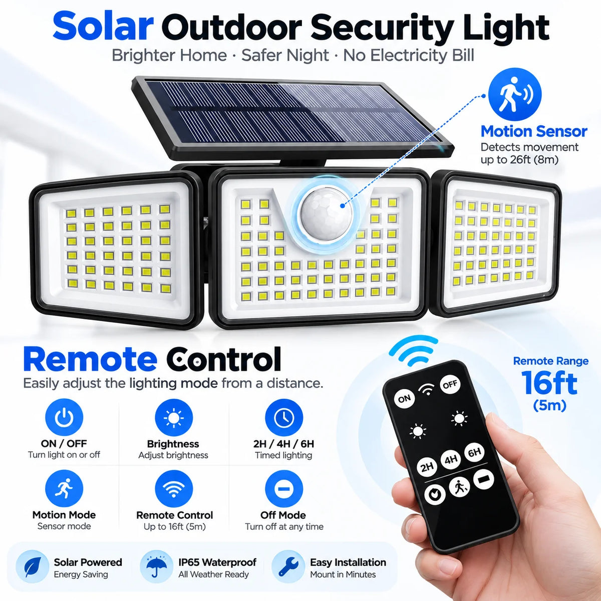3-Head_SolarLight™️ Solar Motion Sensor LED Light