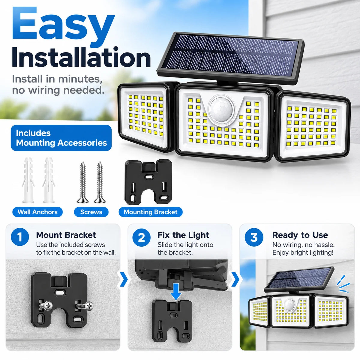 3-Head_SolarLight™️ Solar Motion Sensor LED Light
