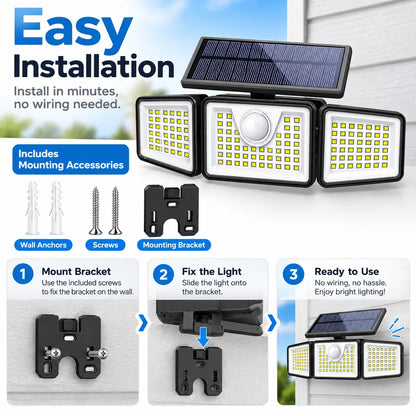 3-Head_SolarLight™️ Solar Motion Sensor LED Light