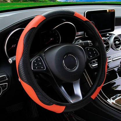 SportyDrive™ Fiber Leather Car Steering Wheel Cover without Inner Ring Suitable for 14.5-15 Inches of Automotive Supplies