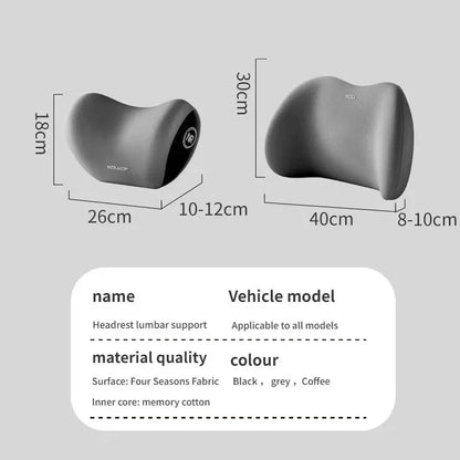 NeckEase™ Car Memory Foam Neck Pillow Protection Lumbar Backrest Cushion Lumbar Cushion Car Headrest Cushion