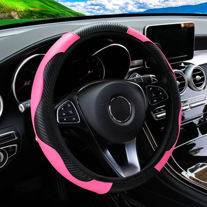 SportyDrive™ Fiber Leather Car Steering Wheel Cover without Inner Ring Suitable for 14.5-15 Inches of Automotive Supplies