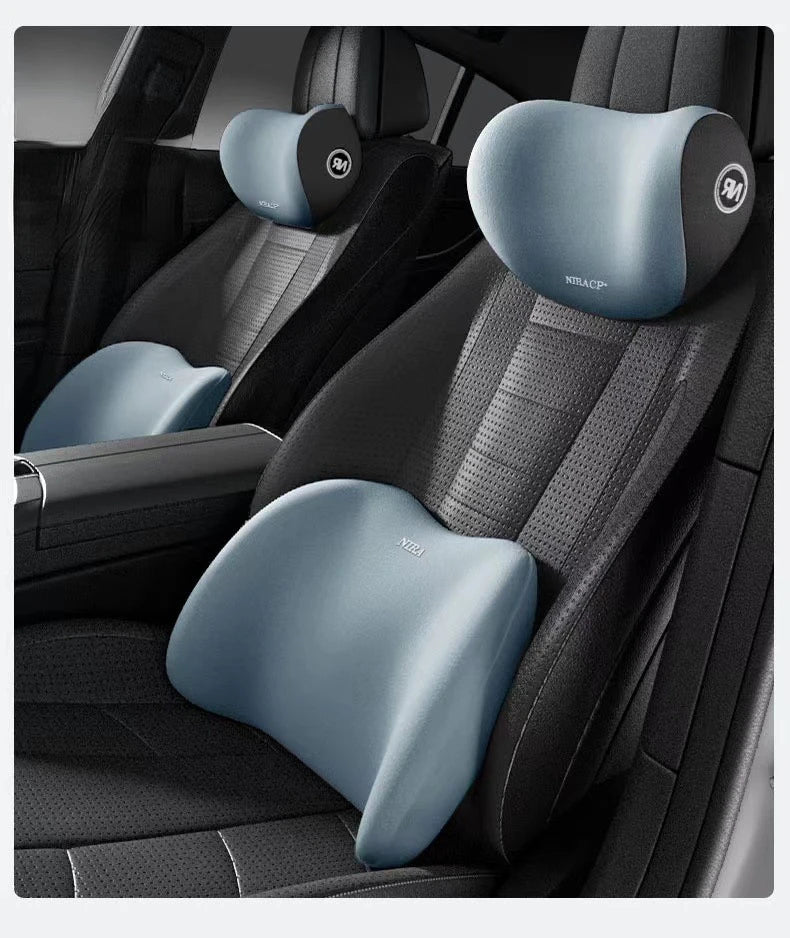 NeckEase™ Car Memory Foam Neck Pillow Protection Lumbar Backrest Cushion Lumbar Cushion Car Headrest Cushion