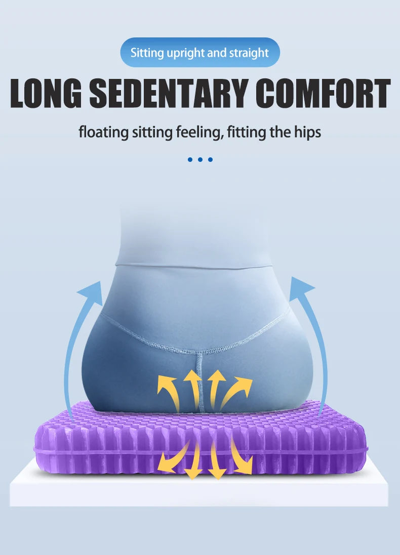 CoolGelComfortSeat™ Gel Seat Cushion Summer Breathable Honeycomb Design For Pressure Relief Back Tailbone Pain - Home Office Wheelchair Chair Cars