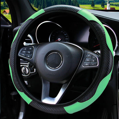 SportyDrive™ Fiber Leather Car Steering Wheel Cover without Inner Ring Suitable for 14.5-15 Inches of Automotive Supplies