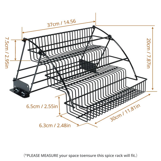 SpiceSlide™️  Pull-Out Spice Organizer, Metal Kitchen Cabinet Storage Rack, Space-Saving 3-Tier Shelf for Condiments & Jars