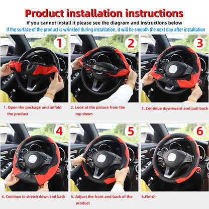 SportyDrive™ Fiber Leather Car Steering Wheel Cover without Inner Ring Suitable for 14.5-15 Inches of Automotive Supplies
