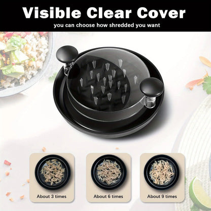 Chopzy™️ Upgraded Chicken Shredder with Transparent Cover: Large Anti-Slip Rotating Tool for Chopping Chicken, Beef, Cabbage,Vegetables