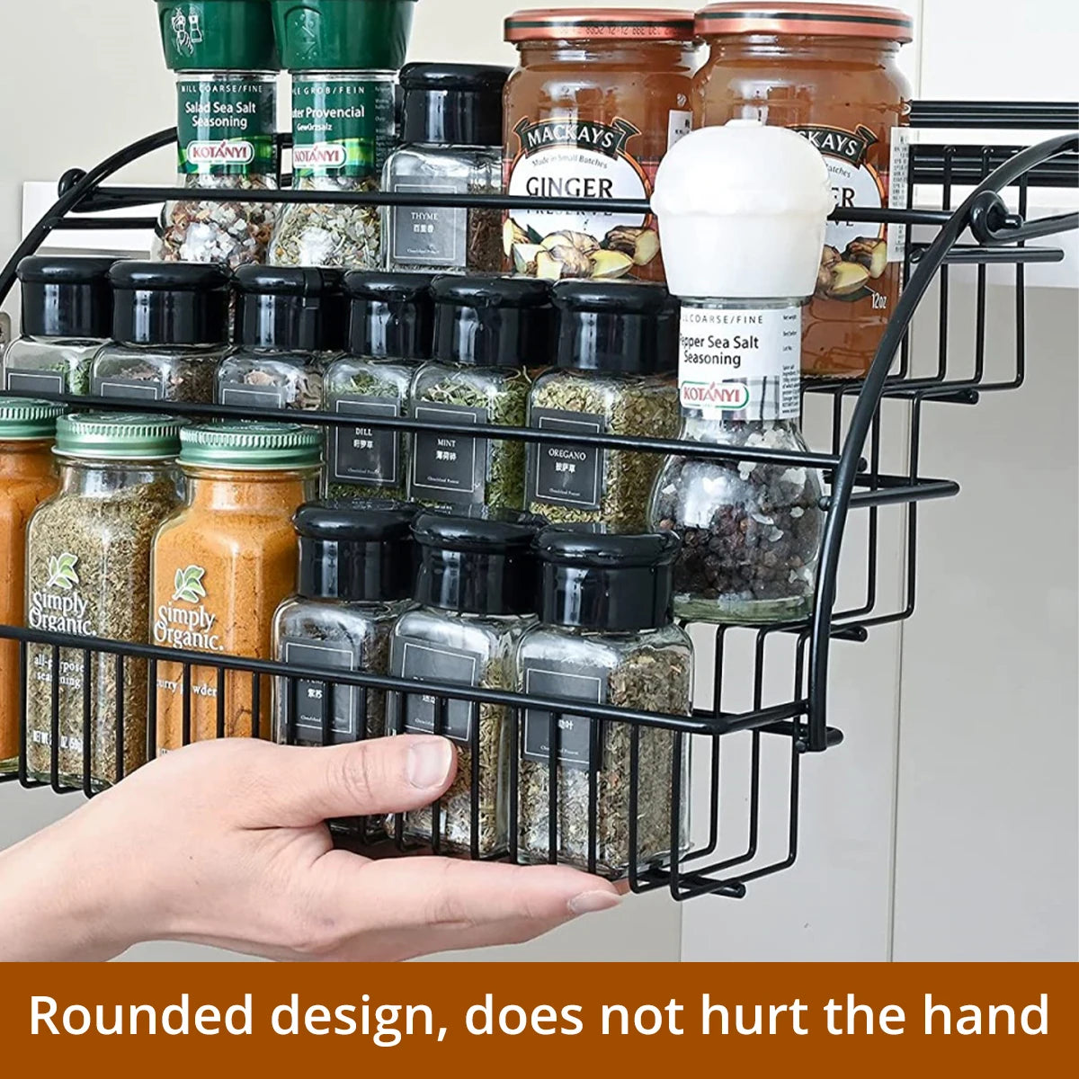 SpiceSlide™️  Pull-Out Spice Organizer, Metal Kitchen Cabinet Storage Rack, Space-Saving 3-Tier Shelf for Condiments & Jars