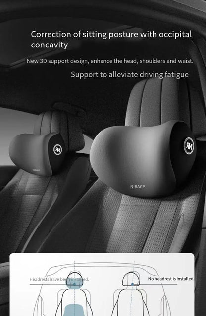 NeckEase™ Car Memory Foam Neck Pillow Protection Lumbar Backrest Cushion Lumbar Cushion Car Headrest Cushion