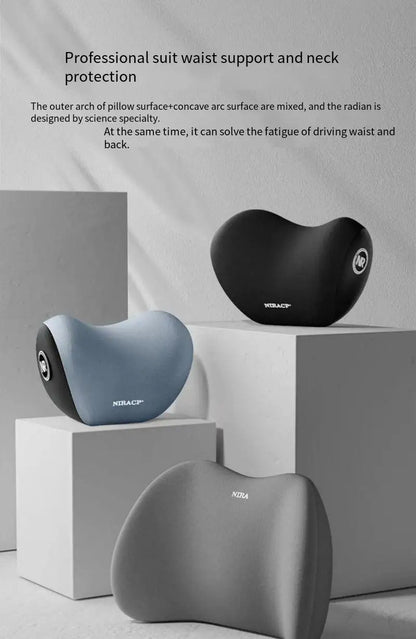 NeckEase™ Car Memory Foam Neck Pillow Protection Lumbar Backrest Cushion Lumbar Cushion Car Headrest Cushion
