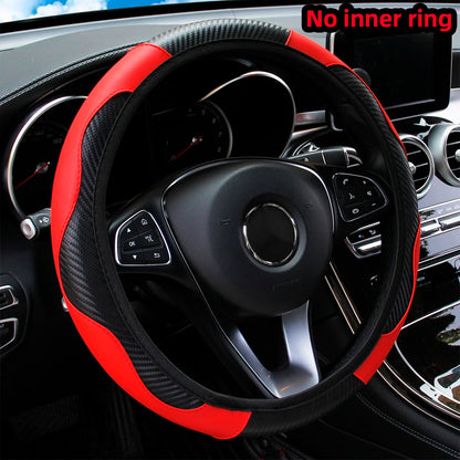 SportyDrive™ Fiber Leather Car Steering Wheel Cover without Inner Ring Suitable for 14.5-15 Inches of Automotive Supplies