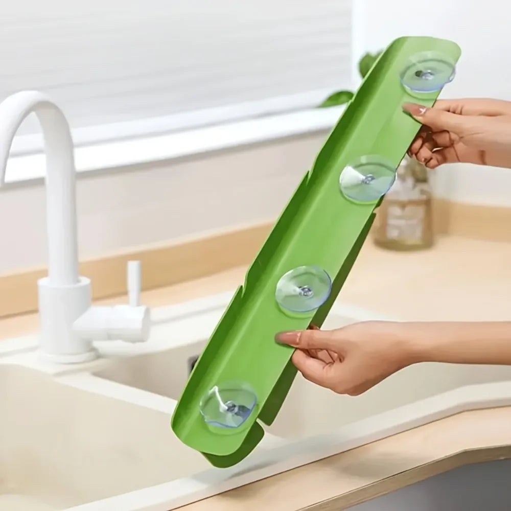 SplashStopLeaf™️- Leaf-Shaped Silicone Sink Splash Guard with Suction Cups - For Dry CounterTops and Sink Splashes-Kitchen Water Blocker for Faucet & Countertop Protection