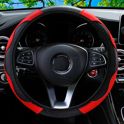 SportyDrive™ Fiber Leather Car Steering Wheel Cover without Inner Ring Suitable for 14.5-15 Inches of Automotive Supplies