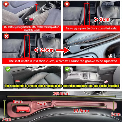 DropStop™ 1 Pair Universal Car Seat Gap Plug Strip Side Seam Car Gap Filler Leak Proof Seat Gap Storage Organizer Interior Decoration
