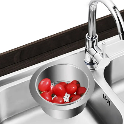 SinkNest™️ Stainless Steel Kitchen Swan Sink Strainer Basket Hanging Waste Drain Filter Basket Fruit Vegetable Drainer Sponge Rack Storage