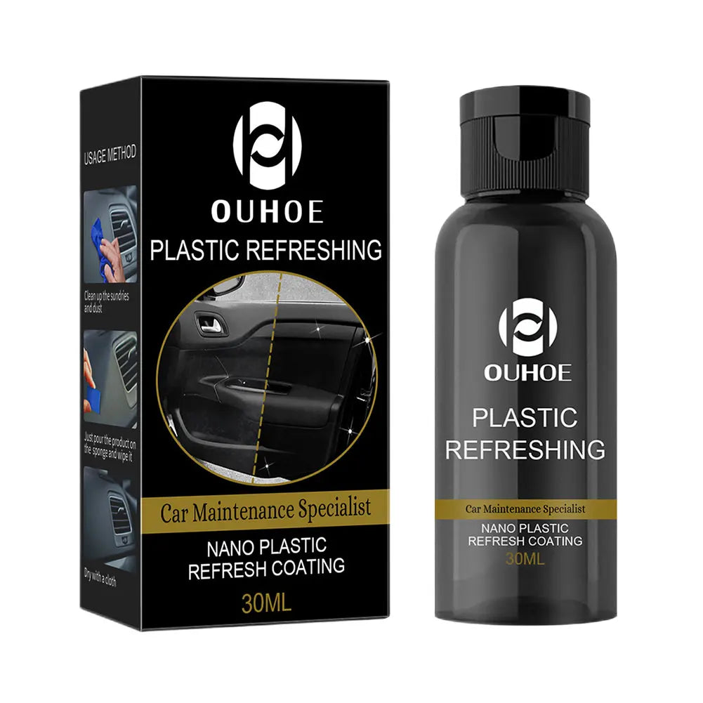 PlastiShine™ Plastic Refreshing Coating Kit Waterproof Refurbish Cleaning Cleaner with Sponge Brush and Wipe for Automotive Interior Cleaning