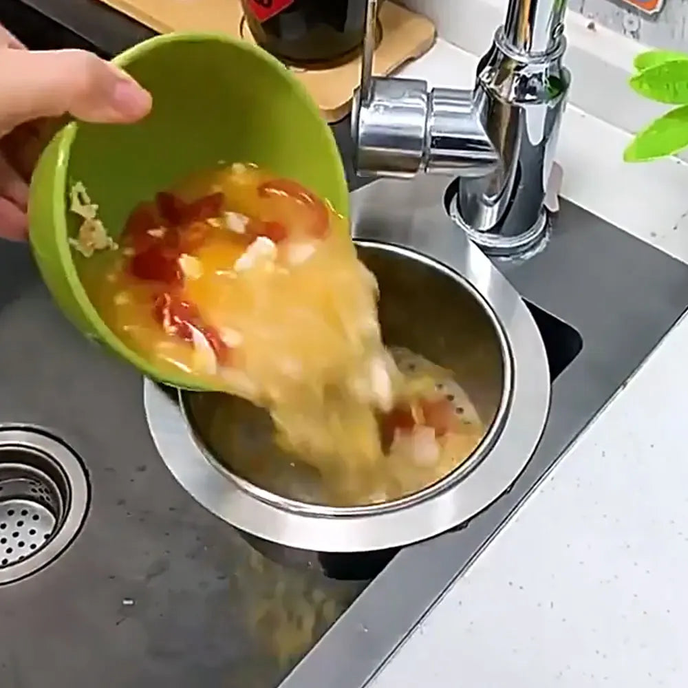 SinkNest™️ Stainless Steel Kitchen Swan Sink Strainer Basket Hanging Waste Drain Filter Basket Fruit Vegetable Drainer Sponge Rack Storage