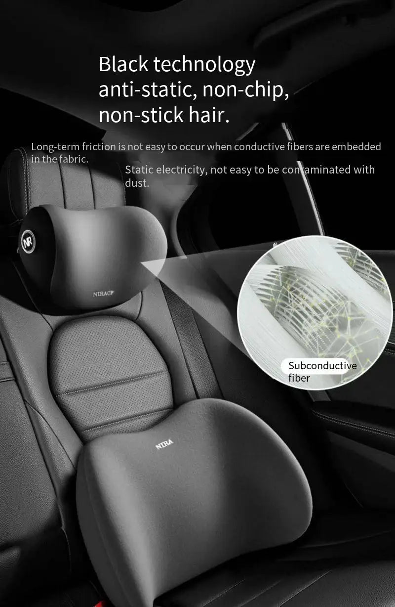 NeckEase™ Car Memory Foam Neck Pillow Protection Lumbar Backrest Cushion Lumbar Cushion Car Headrest Cushion