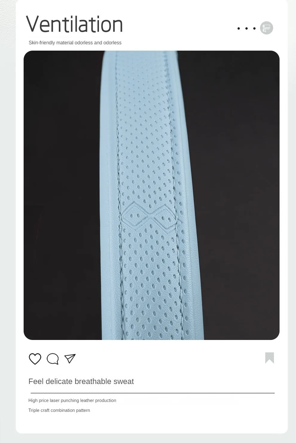 LeatherGripDrive™ Leather Perforated Patchwork Car Steering Wheel Cover, Non-slip, Breathable, Universal 15 Inch (Approx. 38cm)