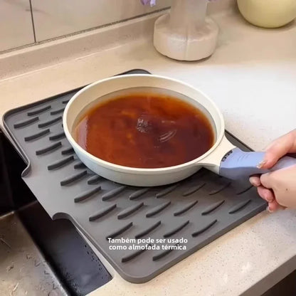 AquaMat™️ 1pc Silicone Drain Pad Drying Mat For Pot Dish Drain Mat For Kitchen Tableware Non-slip Mats Anti-scald Coaster Kitchen Utensils