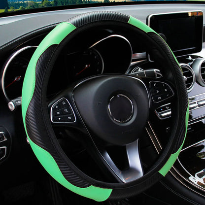 SportyDrive™ Fiber Leather Car Steering Wheel Cover without Inner Ring Suitable for 14.5-15 Inches of Automotive Supplies
