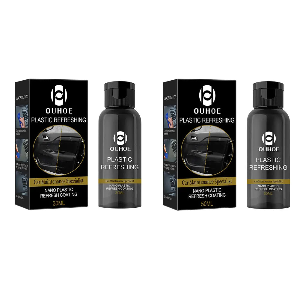 PlastiShine™ Plastic Refreshing Coating Kit Waterproof Refurbish Cleaning Cleaner with Sponge Brush and Wipe for Automotive Interior Cleaning