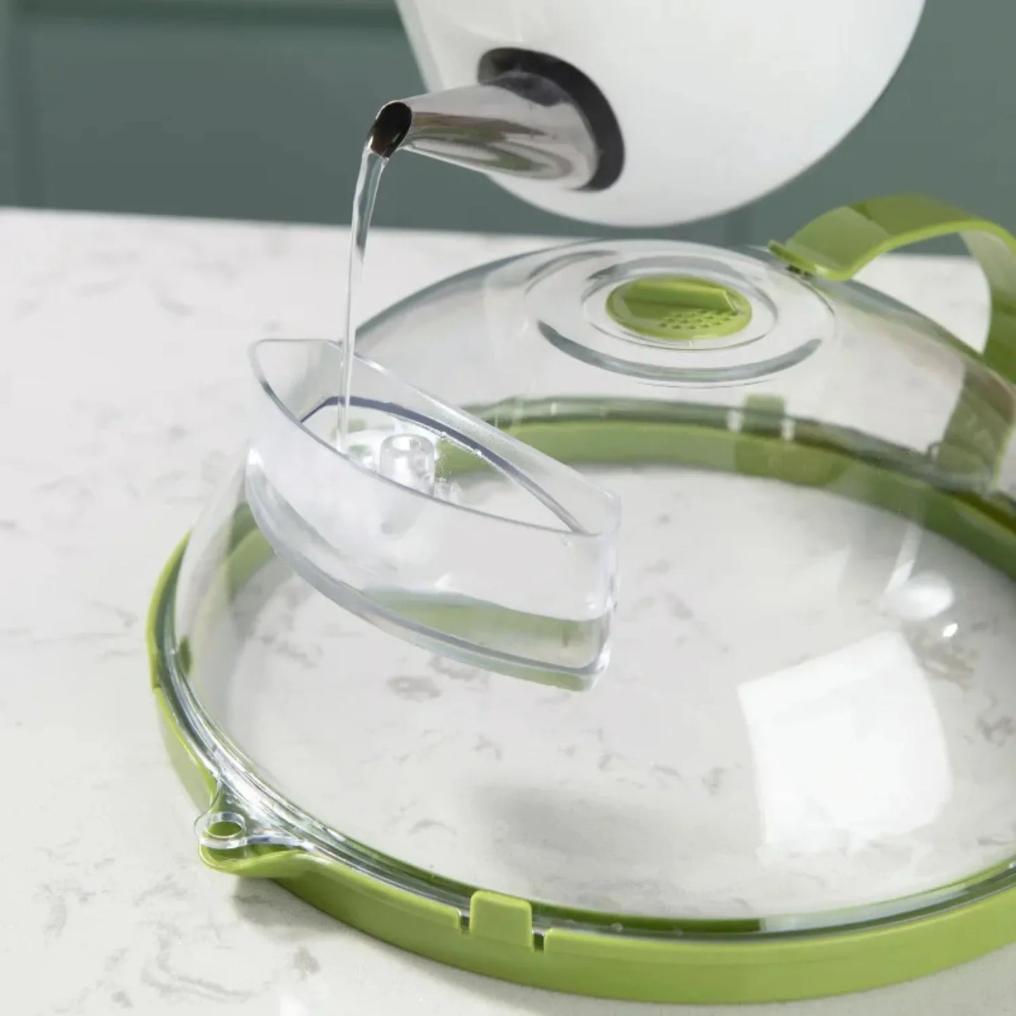 EasySteam™️ Microwave Cover for Food Clear Microwave Splatter Cover with Water Steamer and Handle 10 Inch Plate Covers Kitchen Gadgets