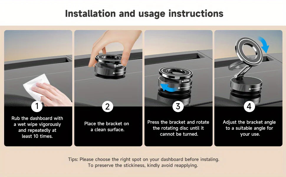 MagLock360Pro™ Magnetic Suction Cup Phone Mount for Magsafe 360° Adjustable Magnetic Car Phone Holder Pocket Size Foldable Car Mount