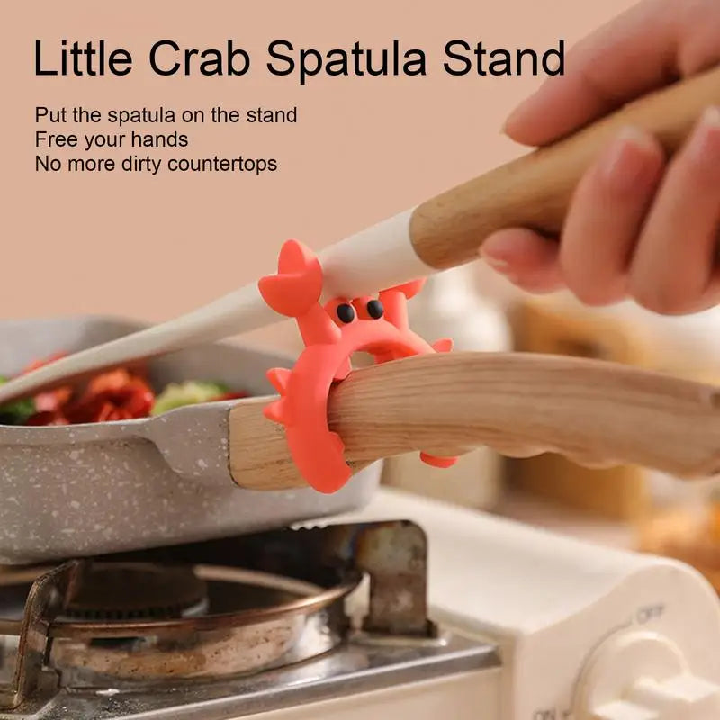 CrabbyClip™️  Utensil Rest Crab Shaped Silicone Utensil Rest Countertop Ladle Holder Anti-Overflow Stove Top Spatula Holder Kitchen Gadget