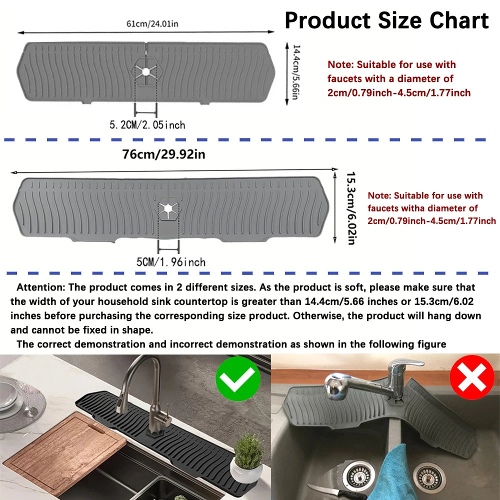 SinkShield™️  Kitchen Long Silicone Sink Faucet Mat Splash Guard for Absorbent Sink Countertop Protectors Mat Kitchen Gadgets