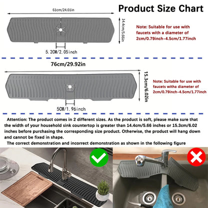 SinkShield™️  Kitchen Long Silicone Sink Faucet Mat Splash Guard for Absorbent Sink Countertop Protectors Mat Kitchen Gadgets
