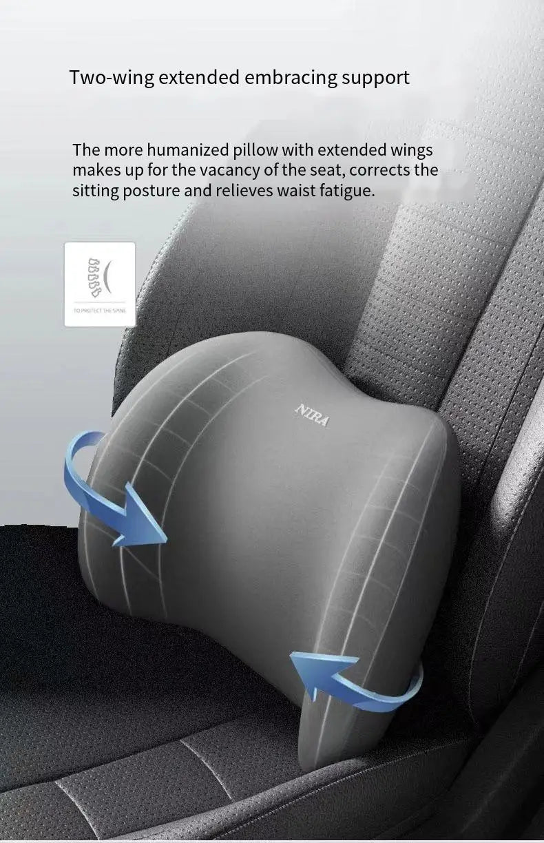 NeckEase™ Car Memory Foam Neck Pillow Protection Lumbar Backrest Cushion Lumbar Cushion Car Headrest Cushion