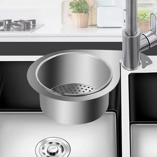 SinkNest™️ Stainless Steel Kitchen Swan Sink Strainer Basket Hanging Waste Drain Filter Basket Fruit Vegetable Drainer Sponge Rack Storage