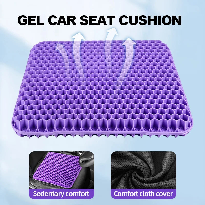 CoolGelComfortSeat™ Gel Seat Cushion Summer Breathable Honeycomb Design For Pressure Relief Back Tailbone Pain - Home Office Wheelchair Chair Cars