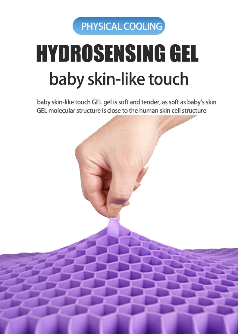 CoolGelComfortSeat™ Gel Seat Cushion Summer Breathable Honeycomb Design For Pressure Relief Back Tailbone Pain - Home Office Wheelchair Chair Cars