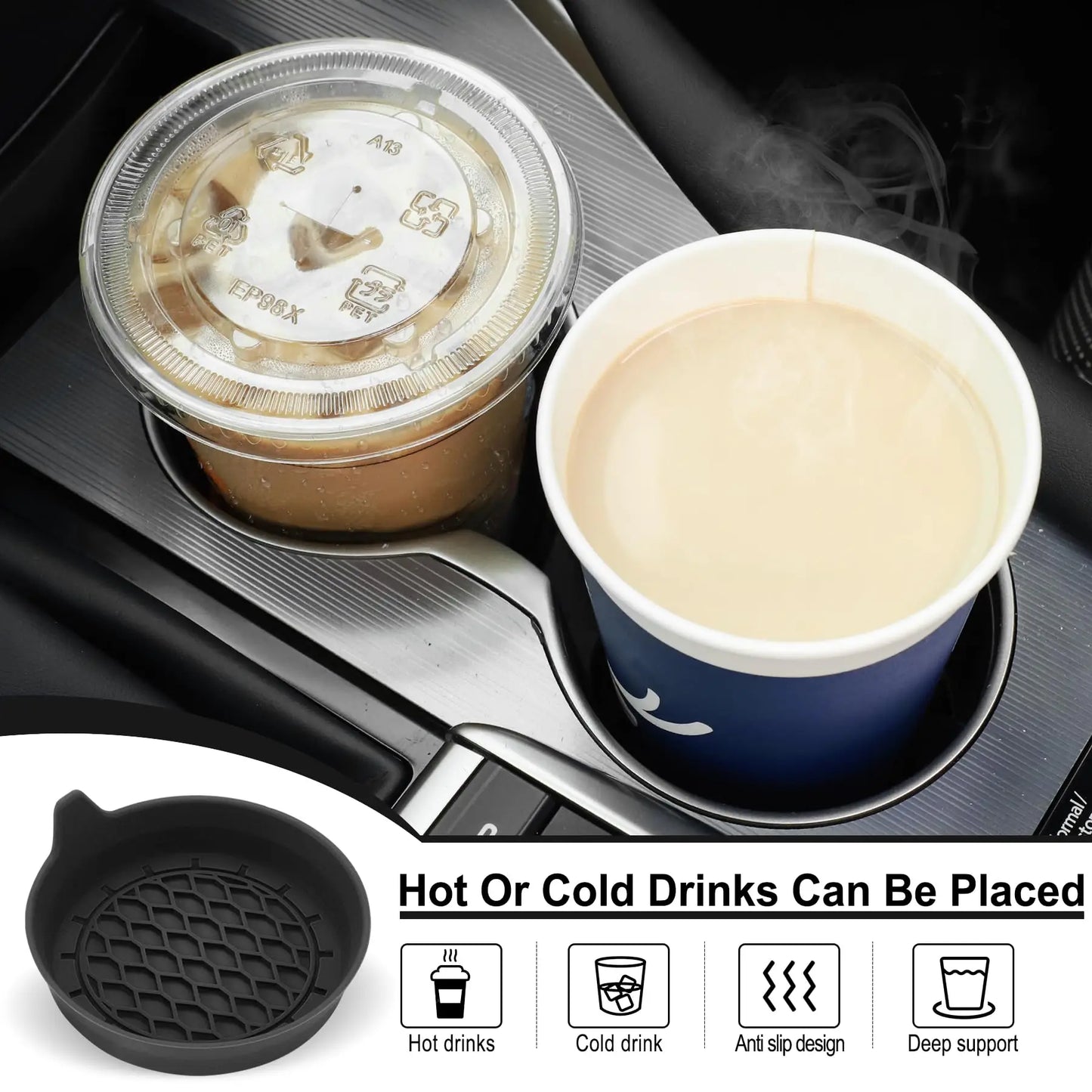 CupMate™ 2/4pcs Car Cup Holder Coaster Silicone Cup Holder Insert Universal Non-Slip Cup Holders Car Accessories Interior Silent Cup Pad