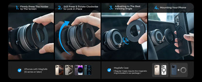 MagLock360Pro™ Magnetic Suction Cup Phone Mount for Magsafe 360° Adjustable Magnetic Car Phone Holder Pocket Size Foldable Car Mount