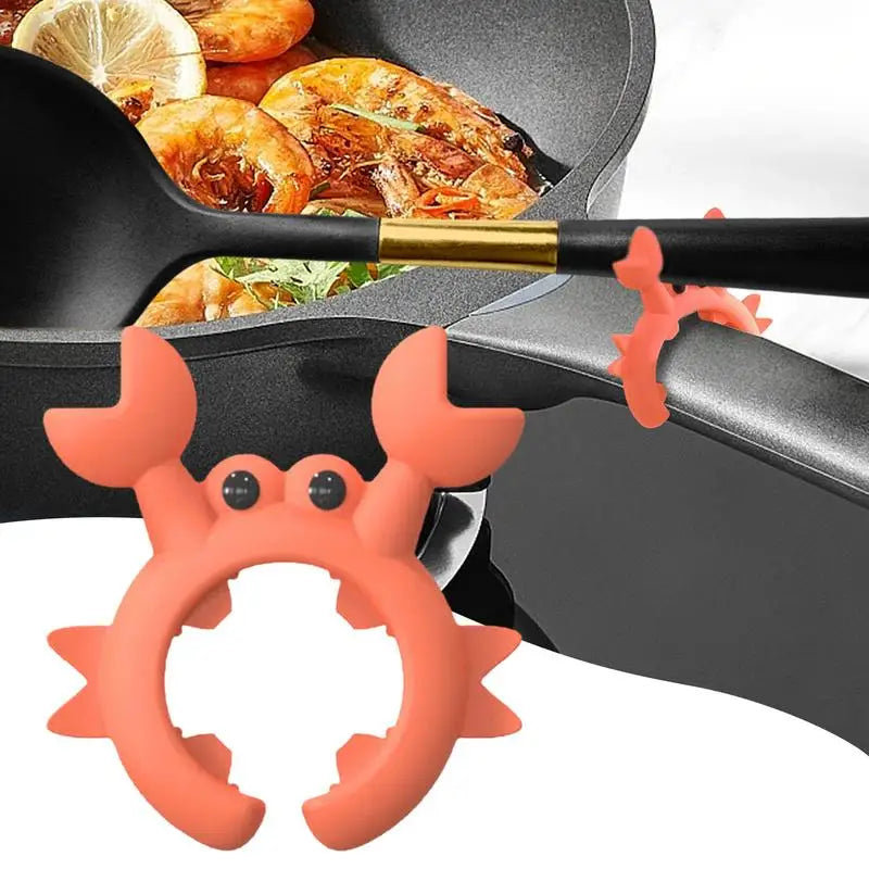 CrabbyClip™️  Utensil Rest Crab Shaped Silicone Utensil Rest Countertop Ladle Holder Anti-Overflow Stove Top Spatula Holder Kitchen Gadget