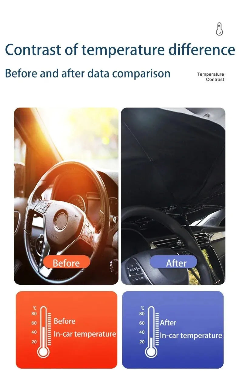 AutoShadeX™ Car Sunshade Umbrella Windshield Folding Front Parasol Umbrella Type Sun Shade for Car Window Summer Sun Protection Accessories