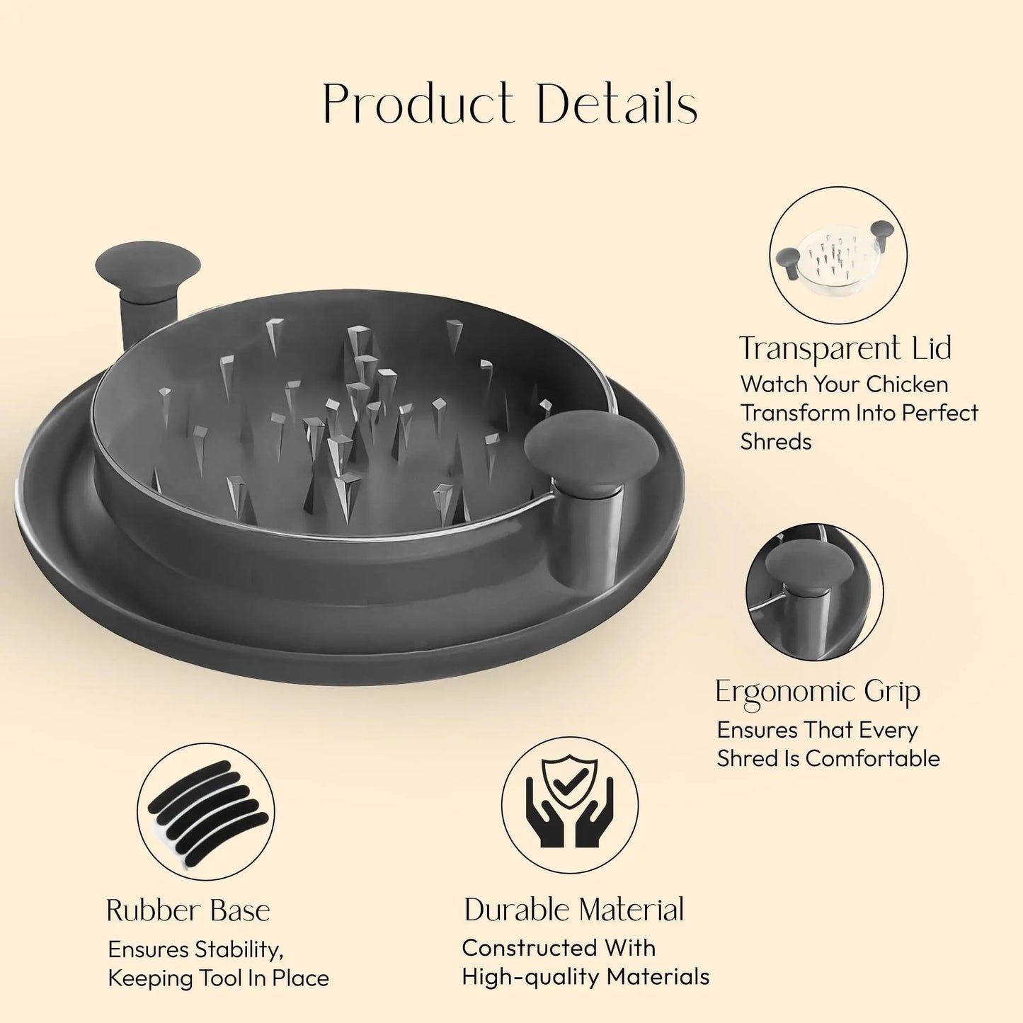 Chopzy™️ Upgraded Chicken Shredder with Transparent Cover: Large Anti-Slip Rotating Tool for Chopping Chicken, Beef, Cabbage,Vegetables
