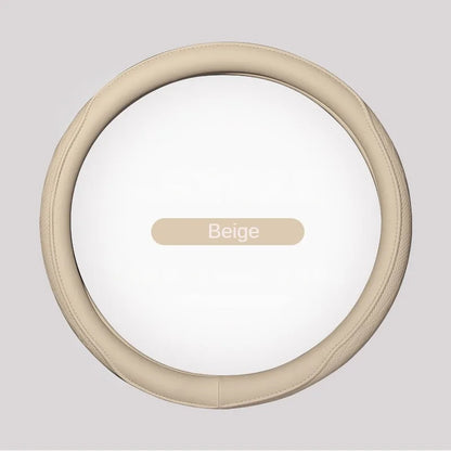 LeatherGripDrive™ Leather Perforated Patchwork Car Steering Wheel Cover, Non-slip, Breathable, Universal 15 Inch (Approx. 38cm)