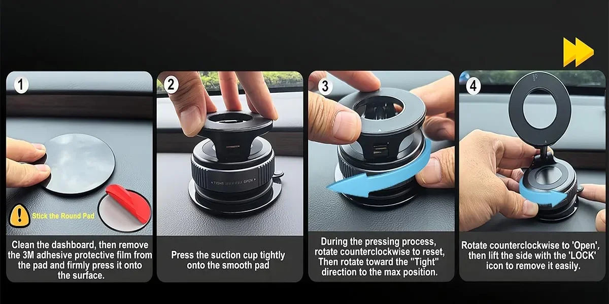 MagLock360Pro™ Magnetic Suction Cup Phone Mount for Magsafe 360° Adjustable Magnetic Car Phone Holder Pocket Size Foldable Car Mount