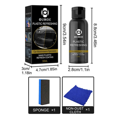 PlastiShine™ Plastic Refreshing Coating Kit Waterproof Refurbish Cleaning Cleaner with Sponge Brush and Wipe for Automotive Interior Cleaning