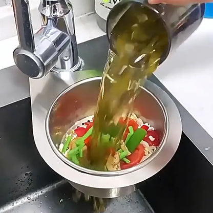 SinkNest™️ Stainless Steel Kitchen Swan Sink Strainer Basket Hanging Waste Drain Filter Basket Fruit Vegetable Drainer Sponge Rack Storage