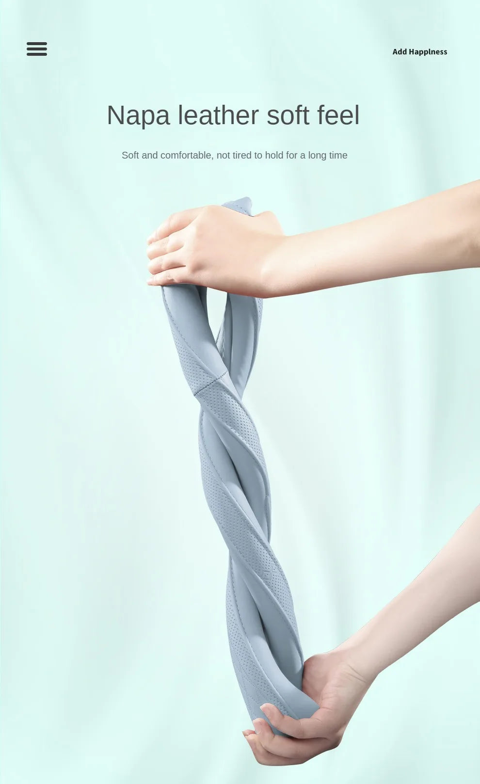 LeatherGripDrive™ Leather Perforated Patchwork Car Steering Wheel Cover, Non-slip, Breathable, Universal 15 Inch (Approx. 38cm)