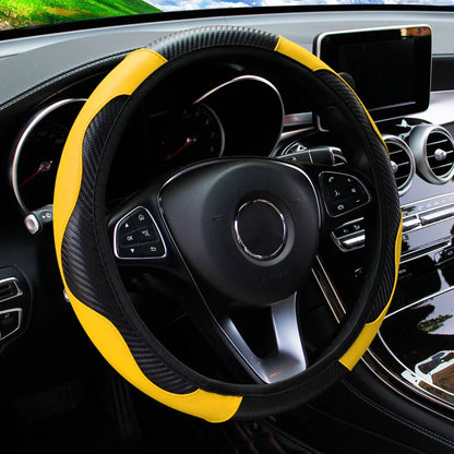 SportyDrive™ Fiber Leather Car Steering Wheel Cover without Inner Ring Suitable for 14.5-15 Inches of Automotive Supplies